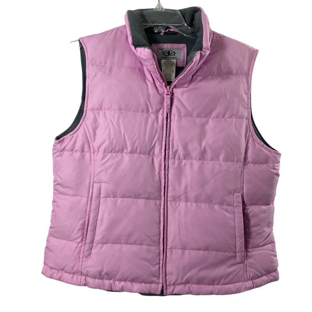 Womens‎ Pink Puffer Vest Size Large Down Feather Fill  Zip Up Gorpcore Outdoors